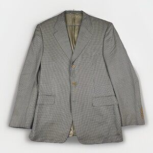 CANALI Light Beige Houndstooth Silk / Wool Blazer Jacket Italy Made Men 50R Read